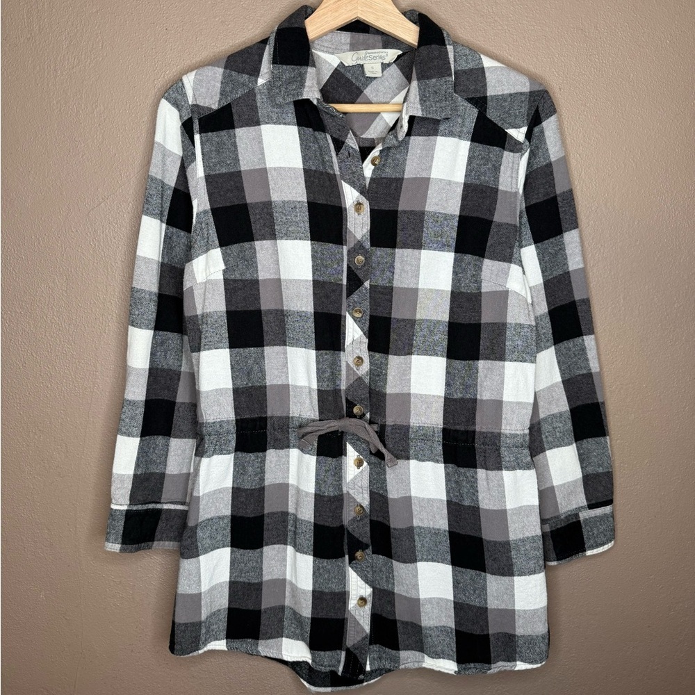 Gander Mountain Guide Series Black & White Plaid Button-Up Shirt Women's Small